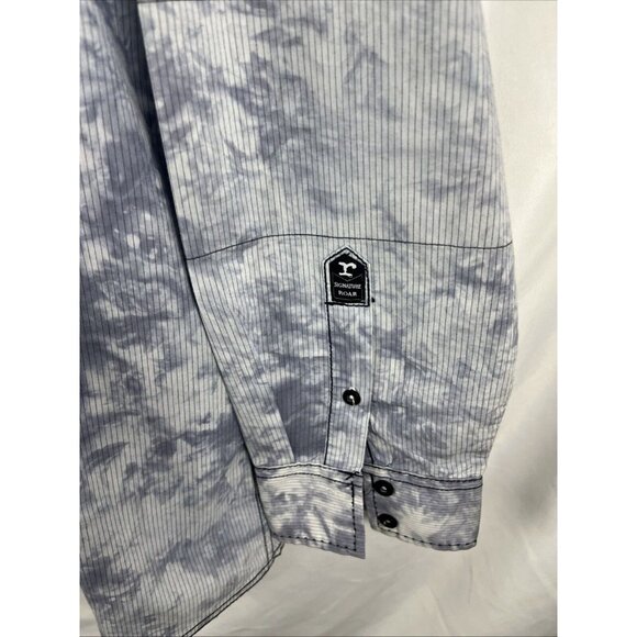 Roar Signature Button-Up Blue Shirt w/ Embroidered Slash Designs Mens Size XXL - Picture 2 of 13